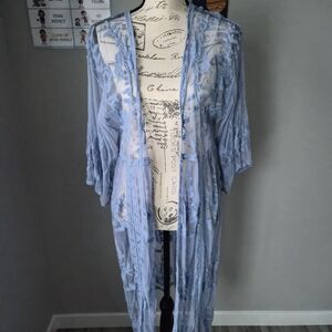 LC Lauren Conrad Light Blue Lace Kimono